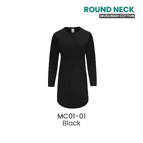 Round Neck Muslimah Cotton 180 GSM