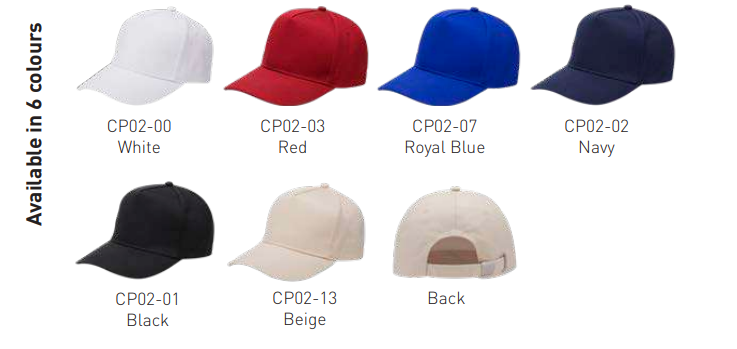 CP02 - 5 PANEL Cotton Twill BASEBALL CAP