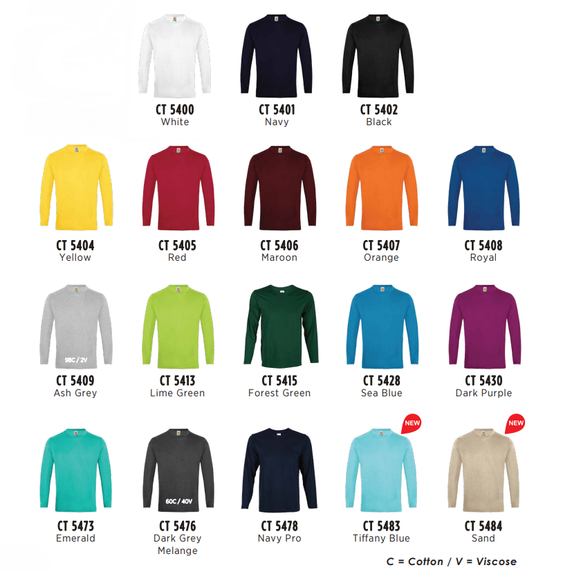 CT54 - 100%Cotton Unisex Comfy Cotton Long Sleeve T-Shirt 160gsm