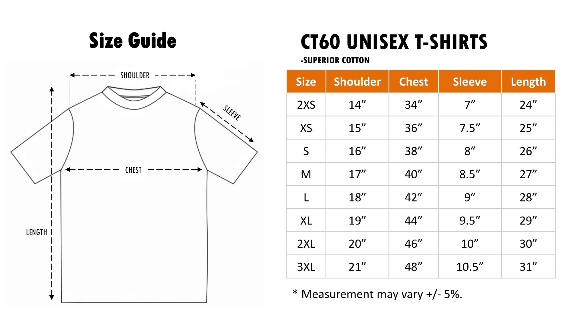 CT60 - 100%Cotton Unisex Superior Cotton Short Sleeve T-Shirt 180gsm