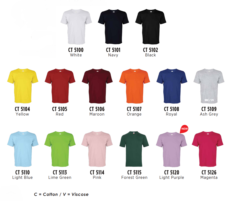 CT51 - 100%Cotton Round Neck T-Shirt - 160gsm