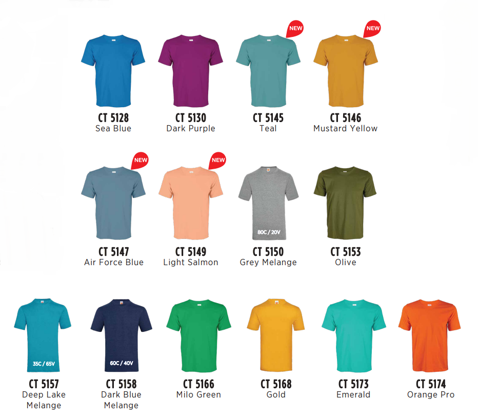 CT51 - 100%Cotton Round Neck T-Shirt - 160gsm