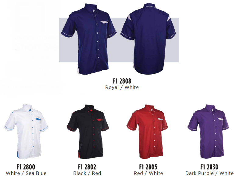 F128 - UNISEX CORPORATE UNIFORM Short Sleeve Shirt