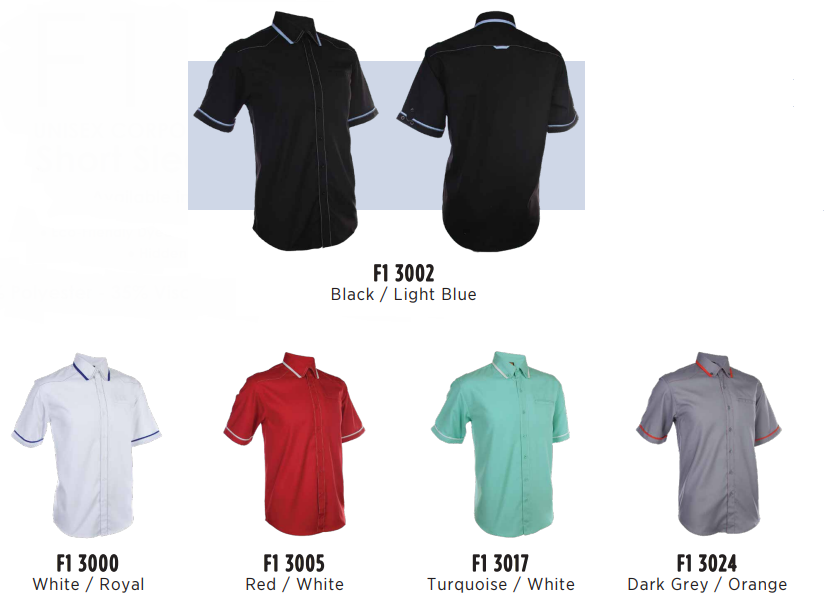 F130 - UNISEX CORPORATE UNIFORM Short Sleeve Shirt