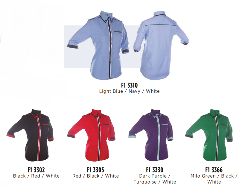F133 - FEMALE CORPORATE UNIFORM 3/4 Sleeve Shirt