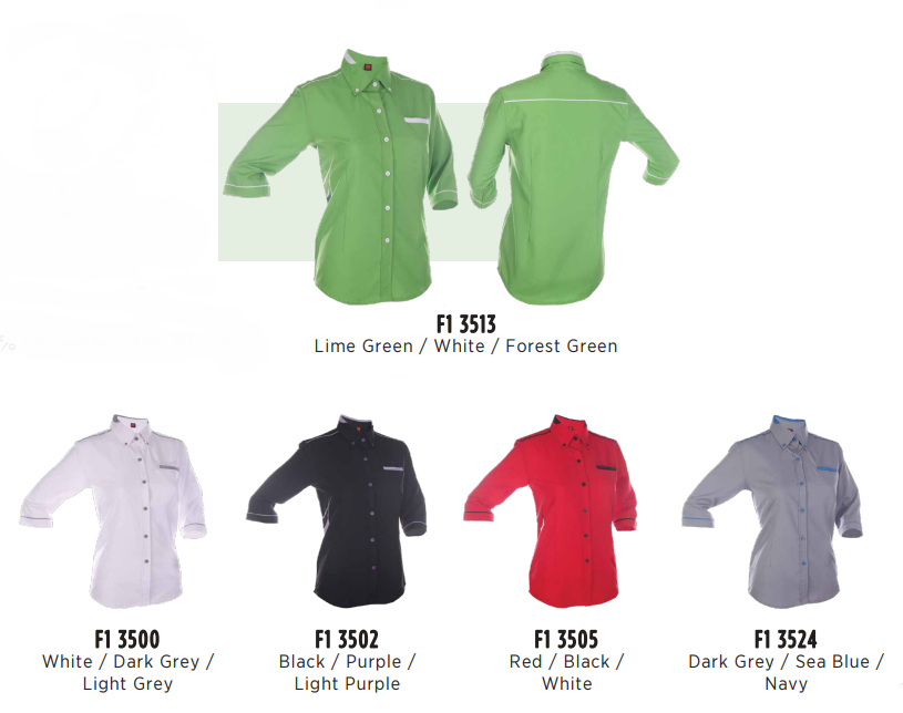 F135 - FEMALE CORPORATE UNIFORM 3/4 Sleeve Shirt