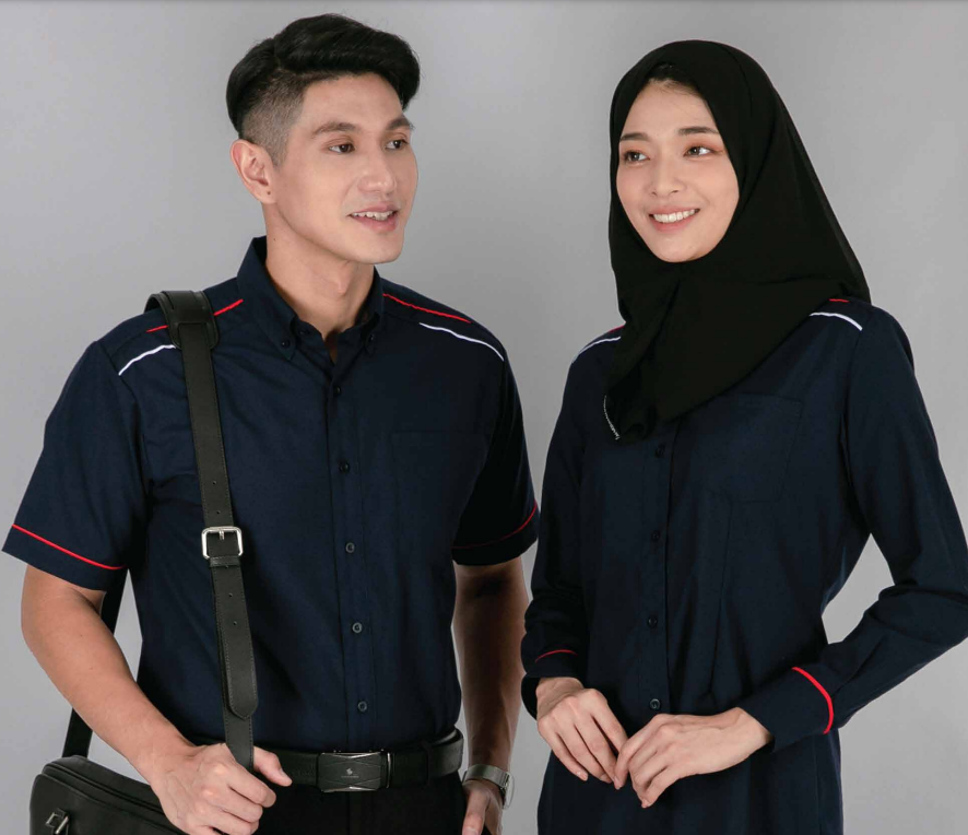 F147 - FEMALE CORPORATE UNIFORM Long Sleeve Muslimah Shirt 200gsm