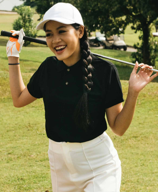 HC05 - Female CVC Honeycomb Short Sleeve Polo Shirt 220-230gsm
