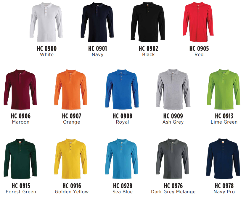 HC09 - Unisex CVC Honeycomb Long Sleeve Polo Shirt 220-230gsm