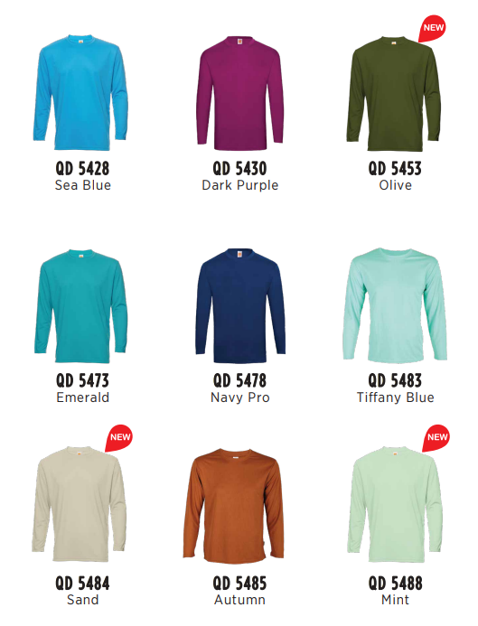QD54 - Unisex 100% Microfibre Eyelet Long Sleeve T-shirt 160gsm
