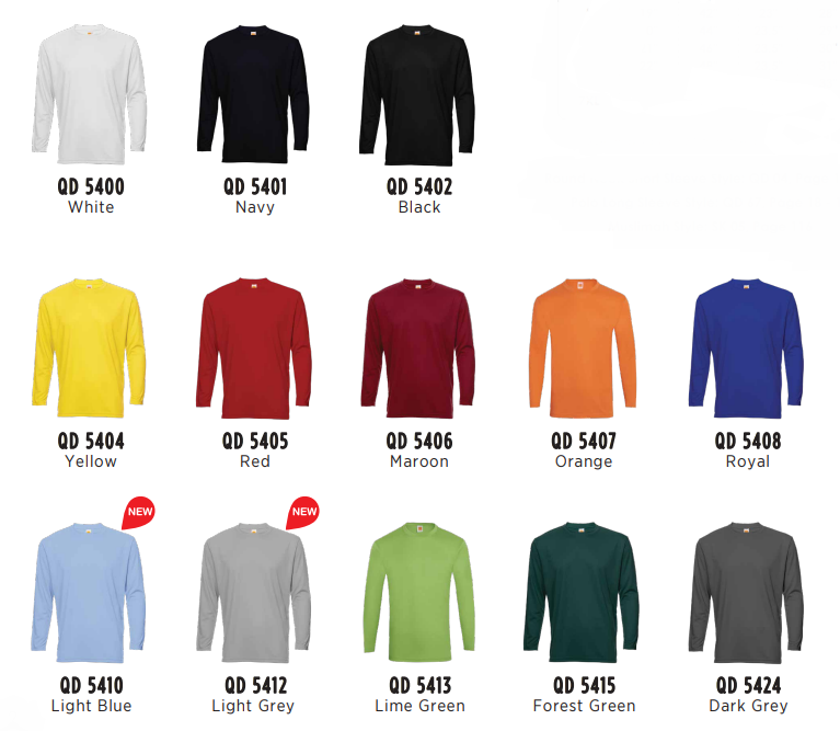 QD54 - Unisex 100% Microfibre Eyelet Long Sleeve T-shirt 160gsm