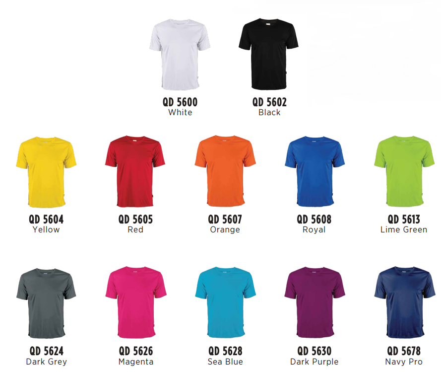 QD56 - Unisex 100% Polyester Interlock Short Sleeve T-Shirt 150gsm