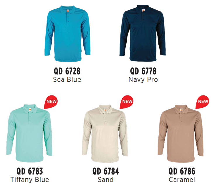 QD67 - Unisex 100% Microfibre Eyelet Long Sleeve Polo Shirt 160gsm