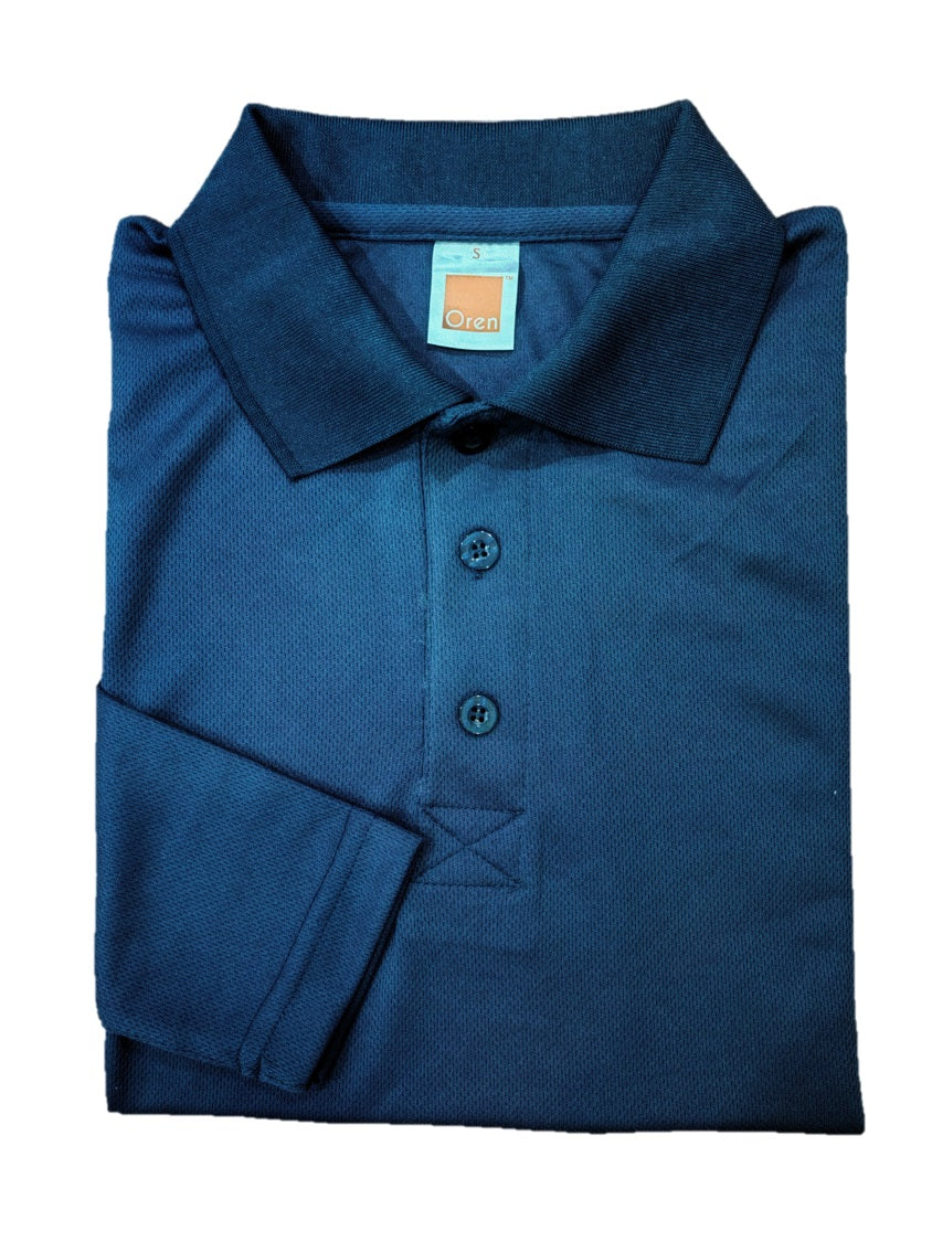 QD67 - Unisex 100% Microfibre Eyelet Long Sleeve Polo Shirt 160gsm