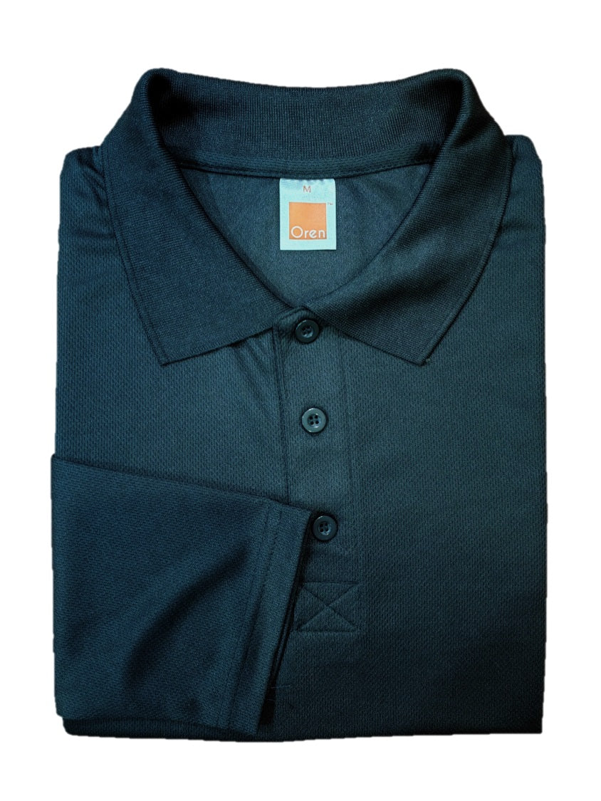 QD67 - Unisex 100% Microfibre Eyelet Long Sleeve Polo Shirt 160gsm