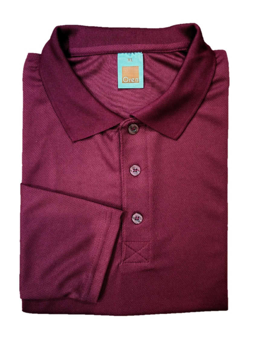 QD67 - Unisex 100% Microfibre Eyelet Long Sleeve Polo Shirt 160gsm