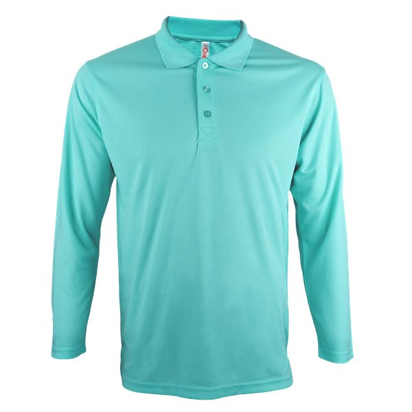 QD67 - Unisex 100% Microfibre Eyelet Long Sleeve Polo Shirt 160gsm
