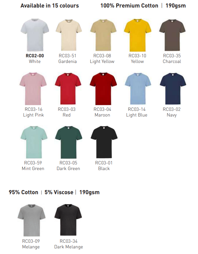 RC02/RC03 - Tubular Roundneck Cotton