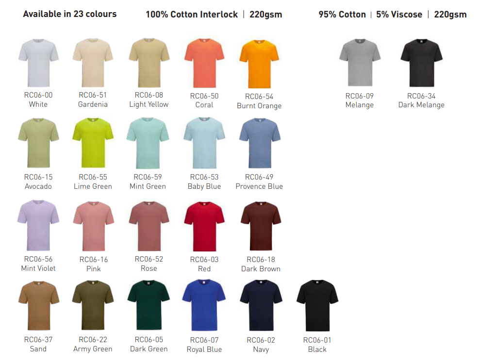 RC06 - Regular Roundneck - Superb Cotton Interlock 220GSM