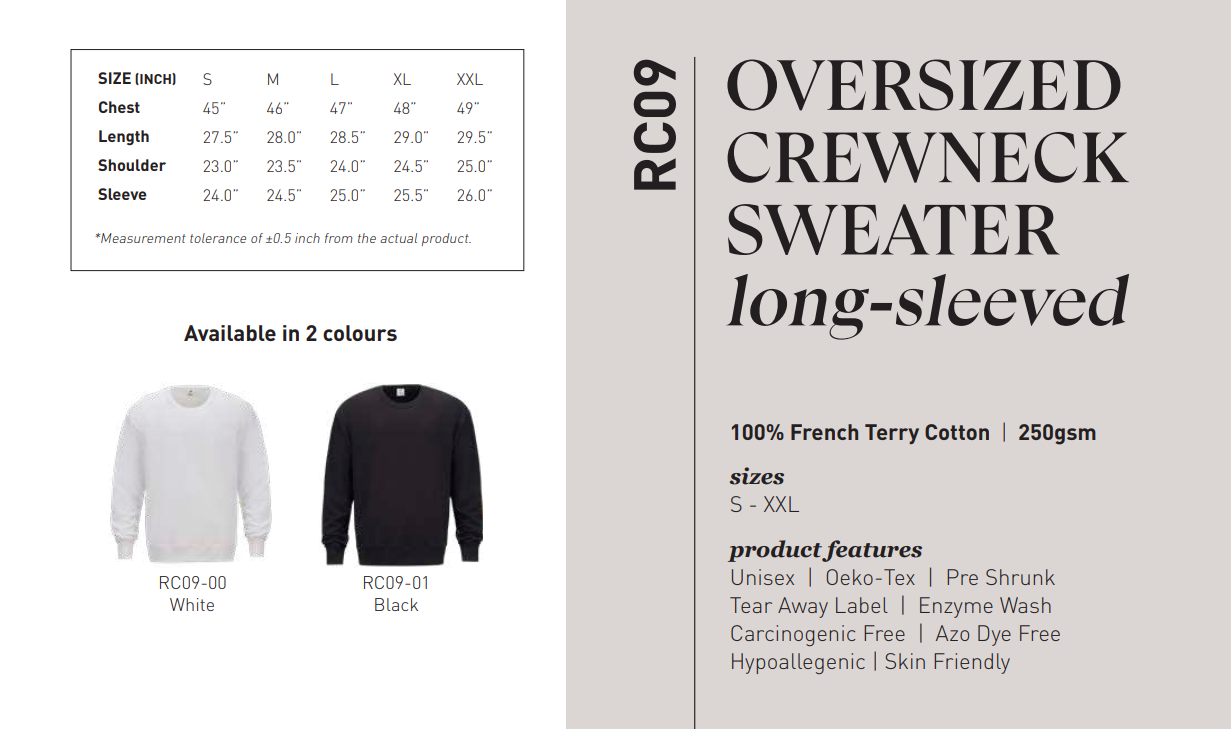 RC09 - Oversized Crewneck Sweater 230GSM