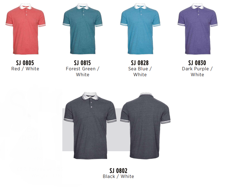 SJ08 - Unisex TC Polo Shirt Tipped Collar & Cuff 175gsm