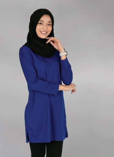SK05 - FEMALE MICROFIBRE EYELET V-Neck Long Sleeve Muslimah 160gsm