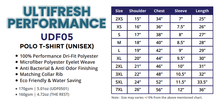 UDF05 - Ultifresh Performance Dri-Fit Polo T-Shirt (Unisex)
