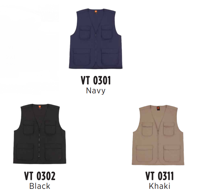 VT 03 - UNISEX UTILITY VEST Sleeveless 250gsm