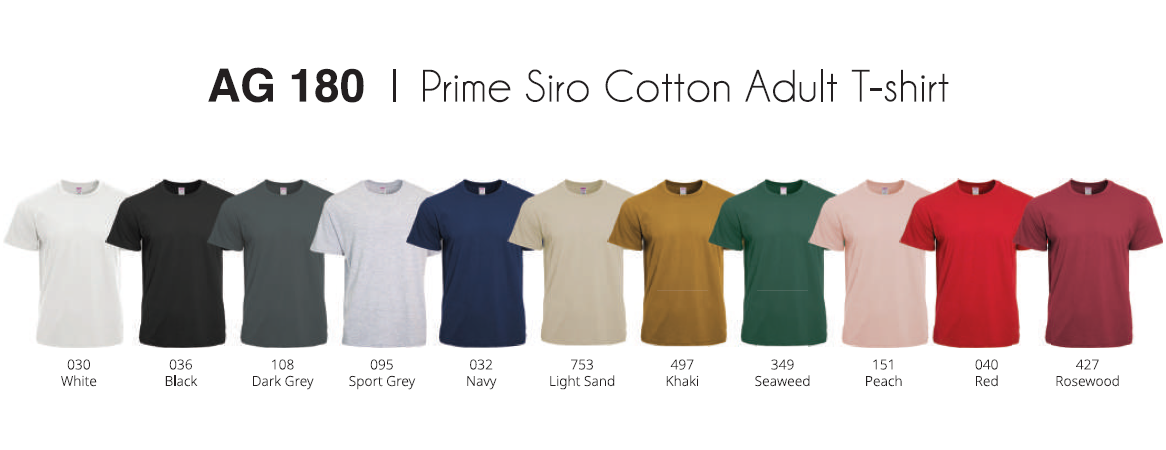 AG180 - Arrive Guide Prime Siro Cotton Adult Basic T-Shirt 180gsm