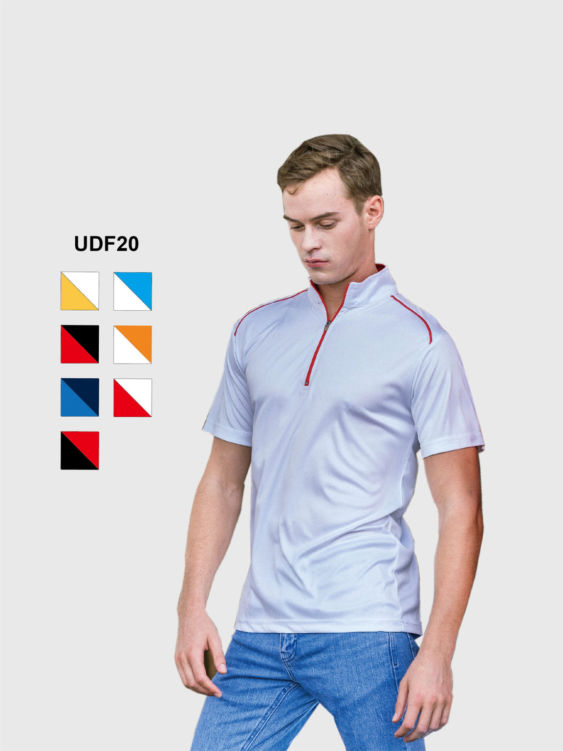 UDF20 - Ultifresh Oriental Zip Up Collar Polo T-Shirt (Unisex)